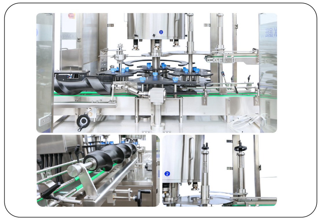 آلة تغطية المسمار الدوارة الآلية التي يتم التحكم بها بواسطة PLC 8 Head 50ML-1000ML Max 9000 BPH